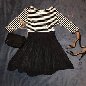 Black & White Dress with Lace Detail